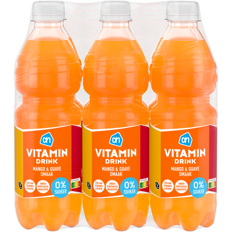 Een afbeelding van AH Vitamin drink mango guave 0% 6-pack