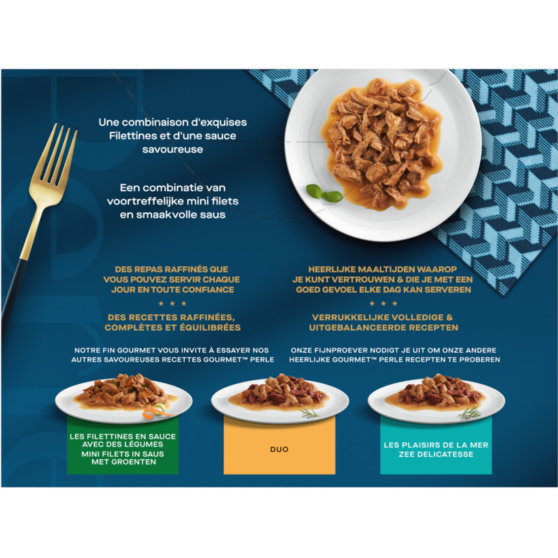 Een afbeelding van Gourmet Perle minifilets in saus eend tonijn lam