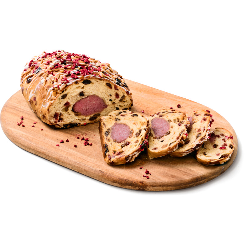 Een afbeelding van AH Excellent Luxe stol framboos witte chocolade