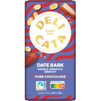 Een afbeelding van Delicata Reep date bark pure chocolade