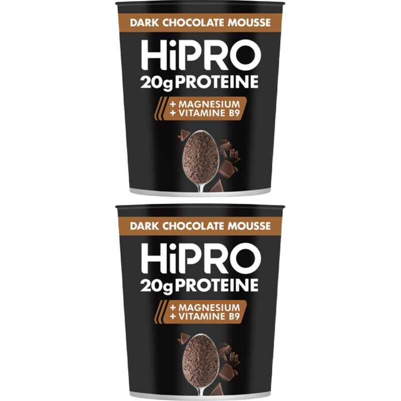 Een afbeelding van HiPRO Protein mousse dark chocolate 2-pack