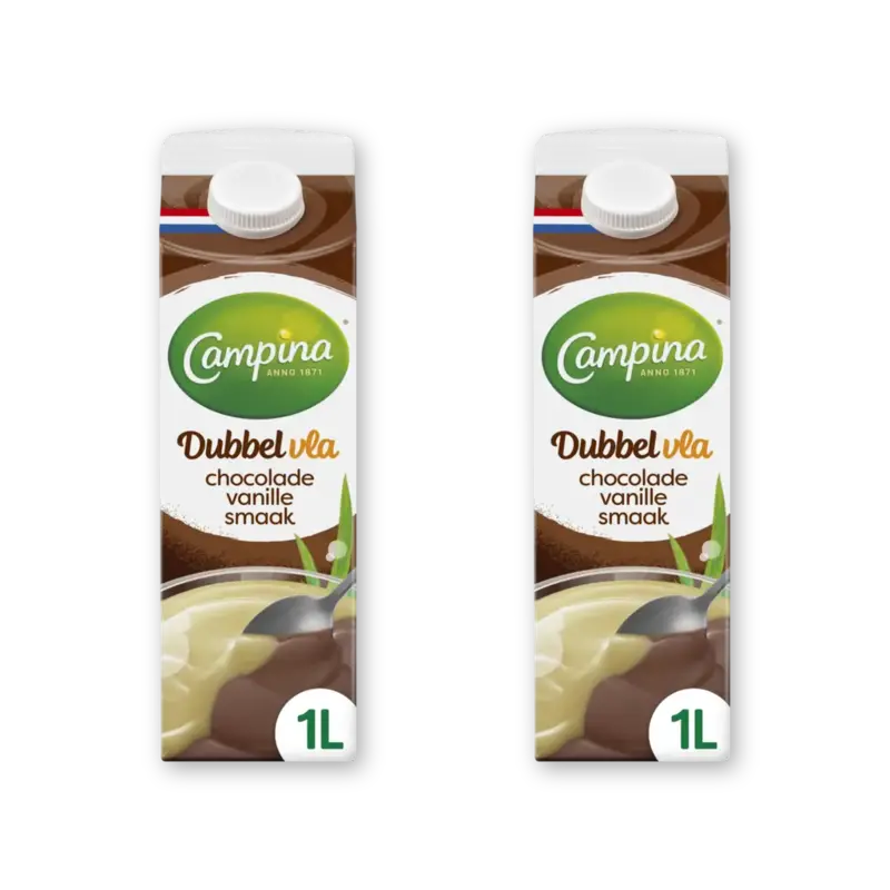 Campina Dubbelvla chocolade vanille smaak 2-pack