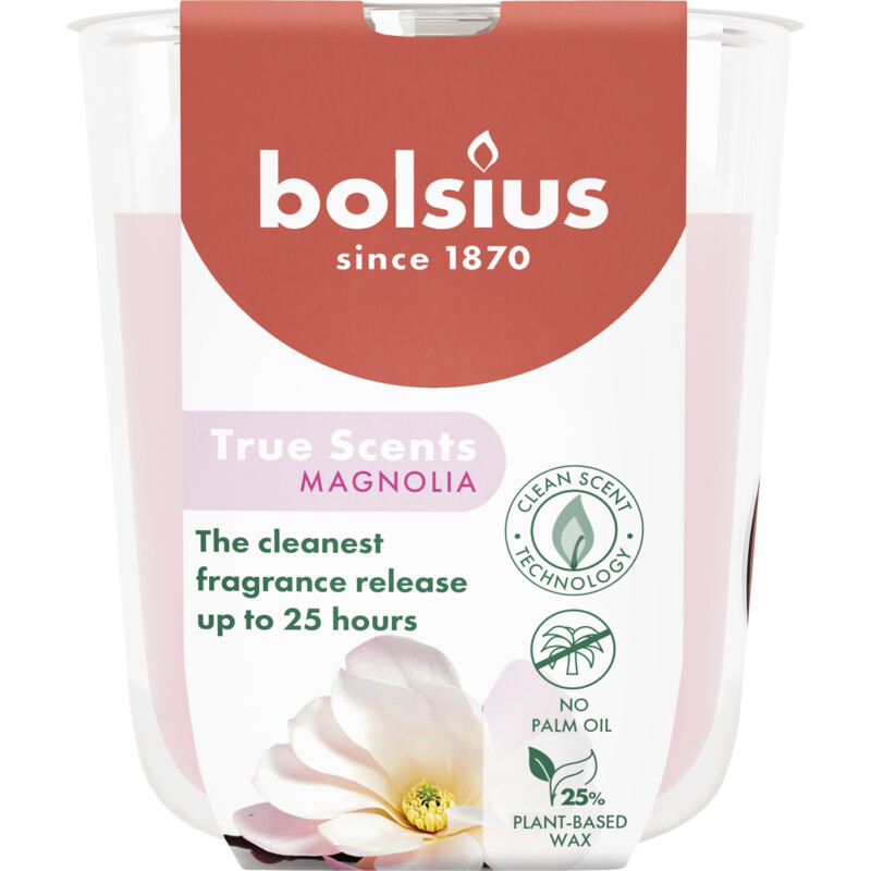 Een afbeelding van Bolsius True scents geurglas magnolia 8cm