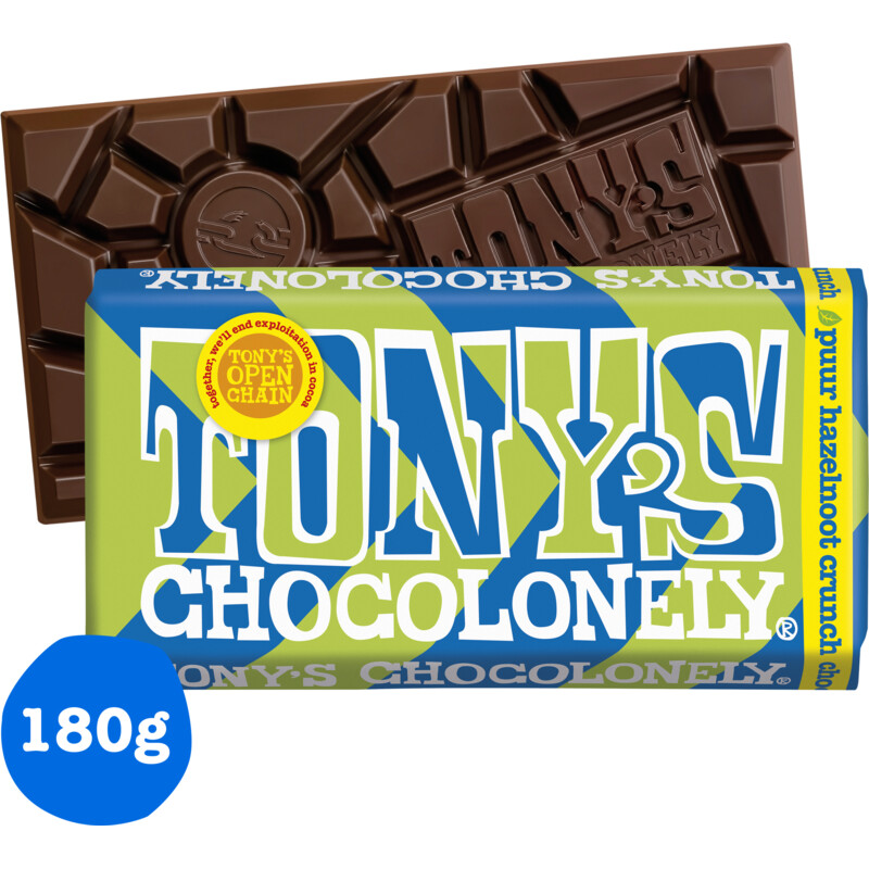 Een afbeelding van Tony's Chocolonely Reep puur romige hazelnoot