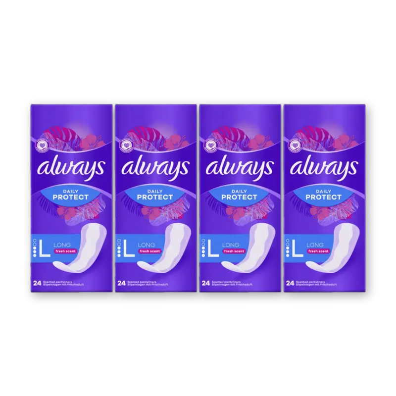 Always Dailies Protect Long Fresh 4-pack