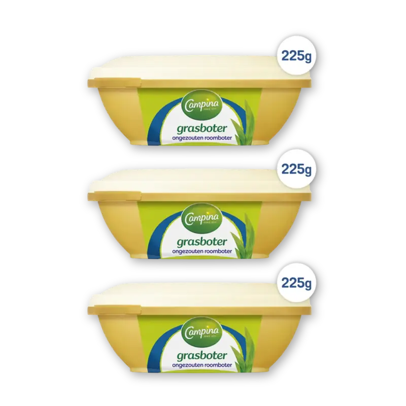 Campina botergoud ongezouten grasboter 3-pack