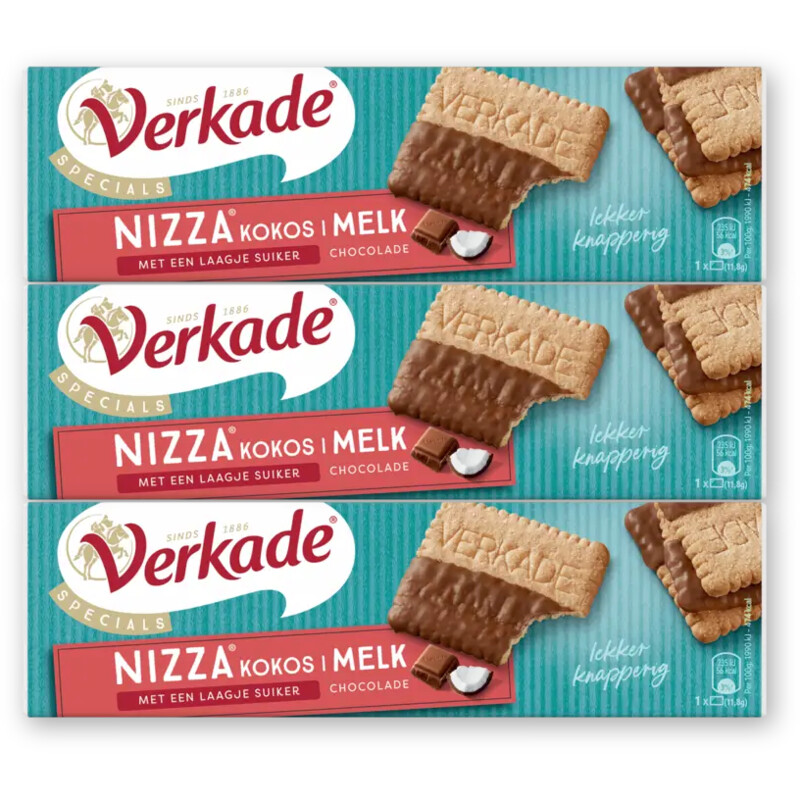Verkade Nizza kokos melk chocolade 3-pack