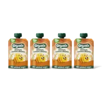 Organix Knijpfruit haver abrikoos banan 12m+ 4pk