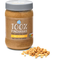 Een afbeelding van AH 100% Pindakaas met stukjes pinda
