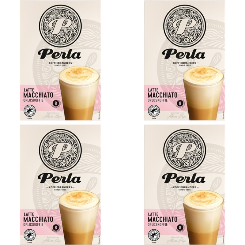 Een afbeelding van Perla Huisblends Latte macchiato oploskoffie 4-pack