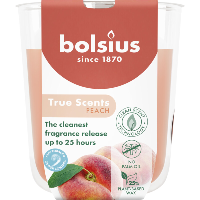 Een afbeelding van Bolsius True scents geurglas peach 8cm