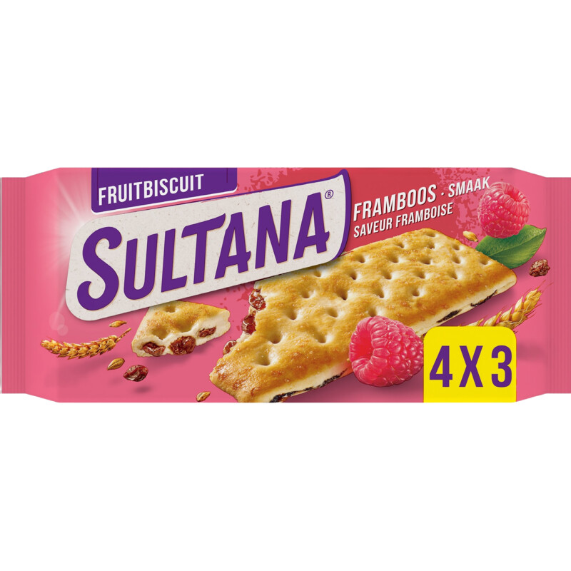Een afbeelding van Sultana Fruitbiscuit framboos smaak