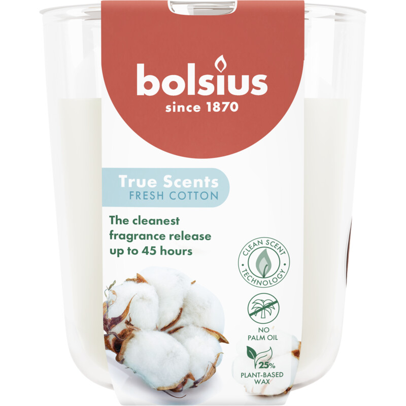 Een afbeelding van Bolsius True scents geurglas fresh cotton