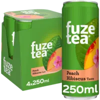 Fuze Tea Black ice tea peach hibiscus 4-pack