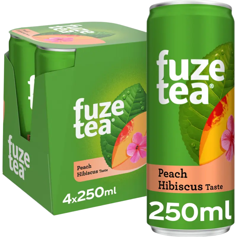 Fuze Tea Black ice tea peach hibiscus 4-pack