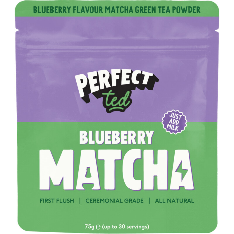 Een afbeelding van Perfect Ted Blueberry smaak matcha powder