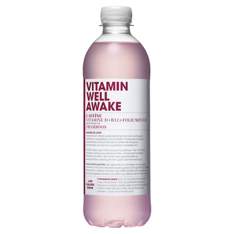 Awake Cafeïne Vitamine D + B12 + Foliumzuur met de Smaak van Framboos