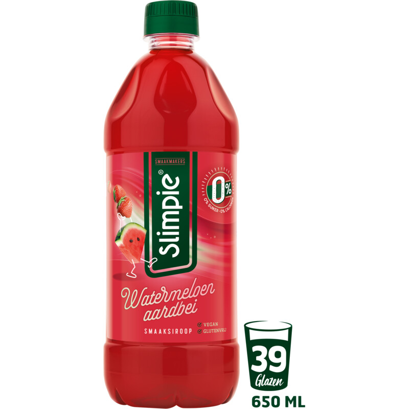 Slimpie Watermeloen aardbei siroop 0% suiker