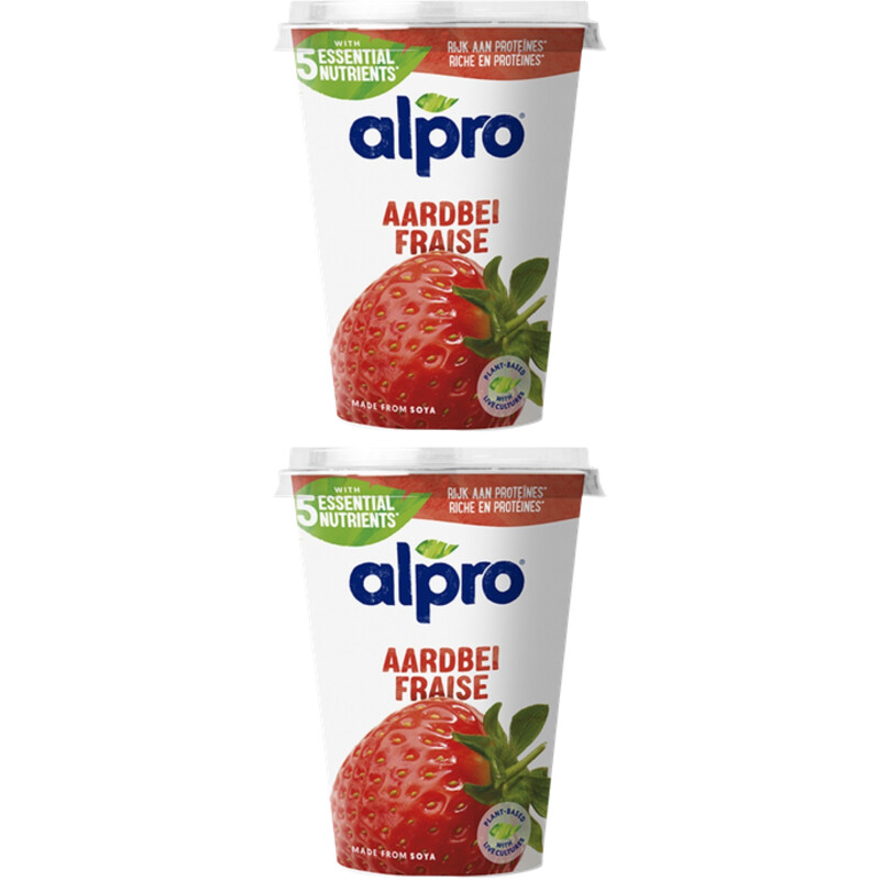 Een afbeelding van Alpro Plantaardig variatie aardbei 2-pack