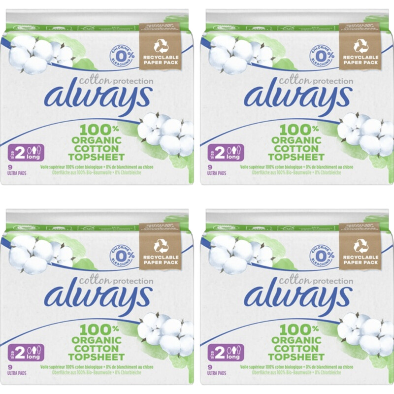 Een afbeelding van Always Maandverband Cotton Long 4-pack