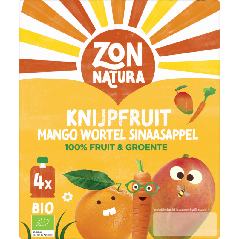 Zonnatura Biologische knijpfruit mango wortel