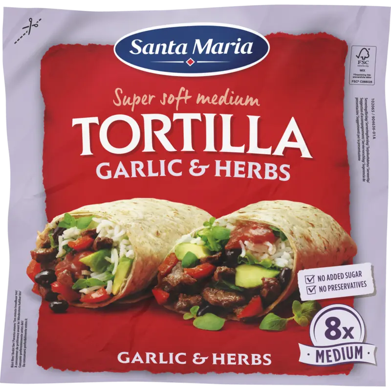 Santa Maria Tortilla wraps garlic&herbs 8x medium