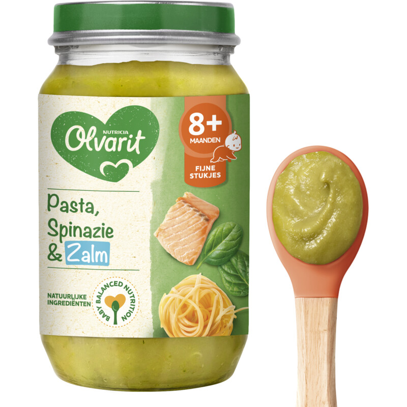 Olvarit Pasta, spinazie en zalm 8m+