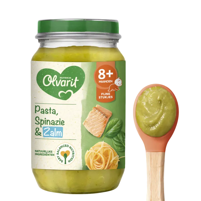 Pasta-spinazie-zalm 8+ Maanden