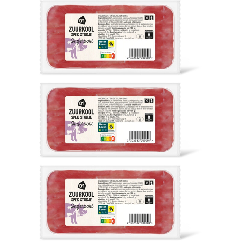 AH Ongekookt zuurkool spek stukje 3-pack