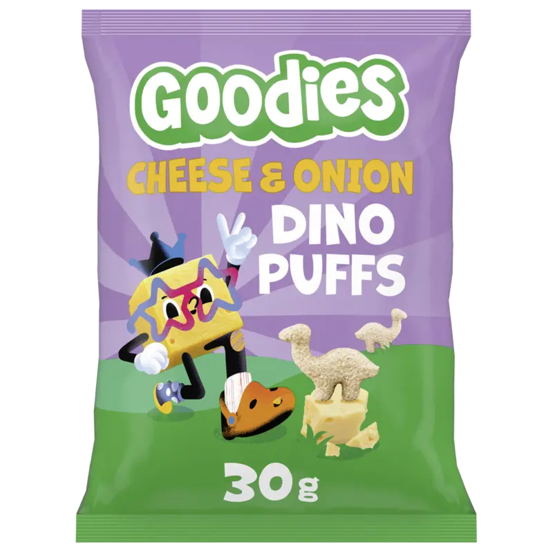 Snack dino puffs cheese & onion 3+ jaar