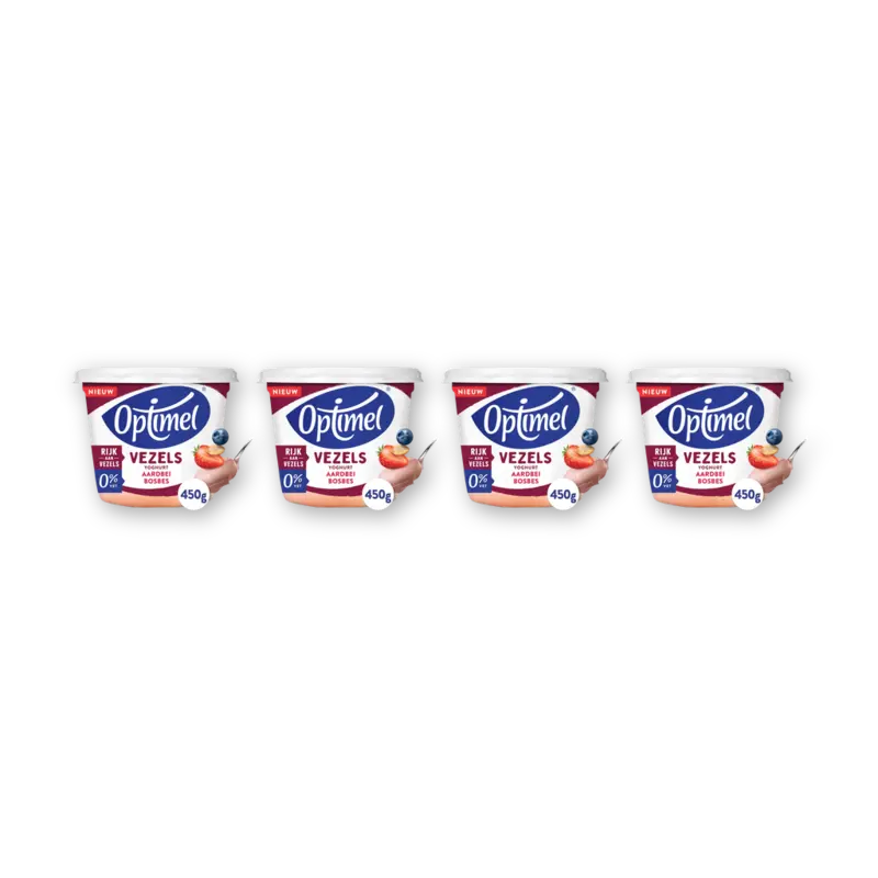 Optimel Yoghurt vezels aardbei blauwe bes 4-pck