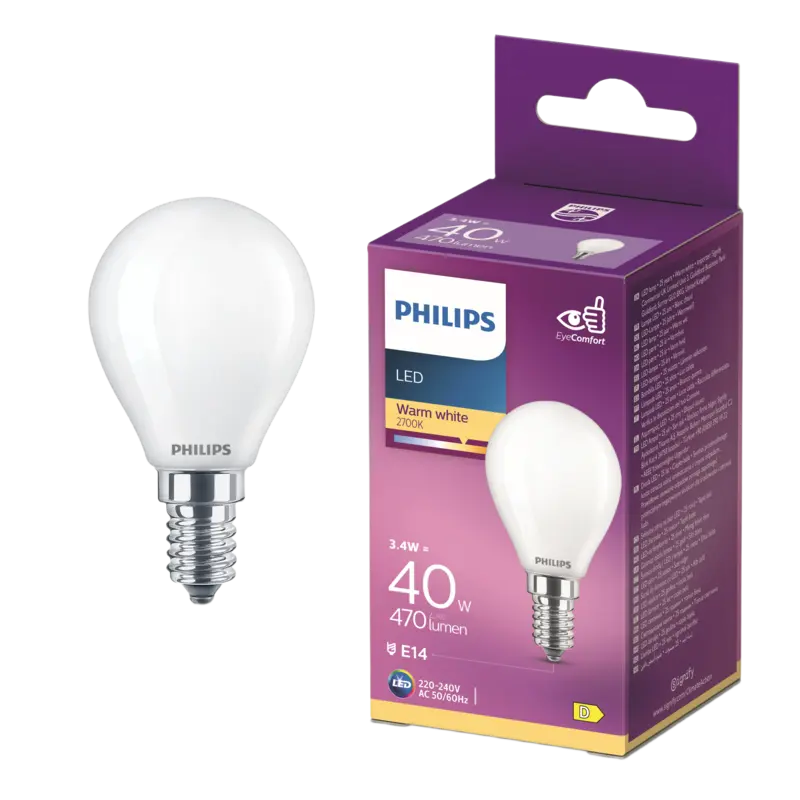 Philips Led fil kogel mat E14 40W