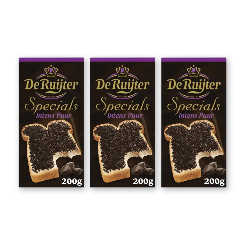 De Ruijter Specials hagelslag intens puur 3-pack