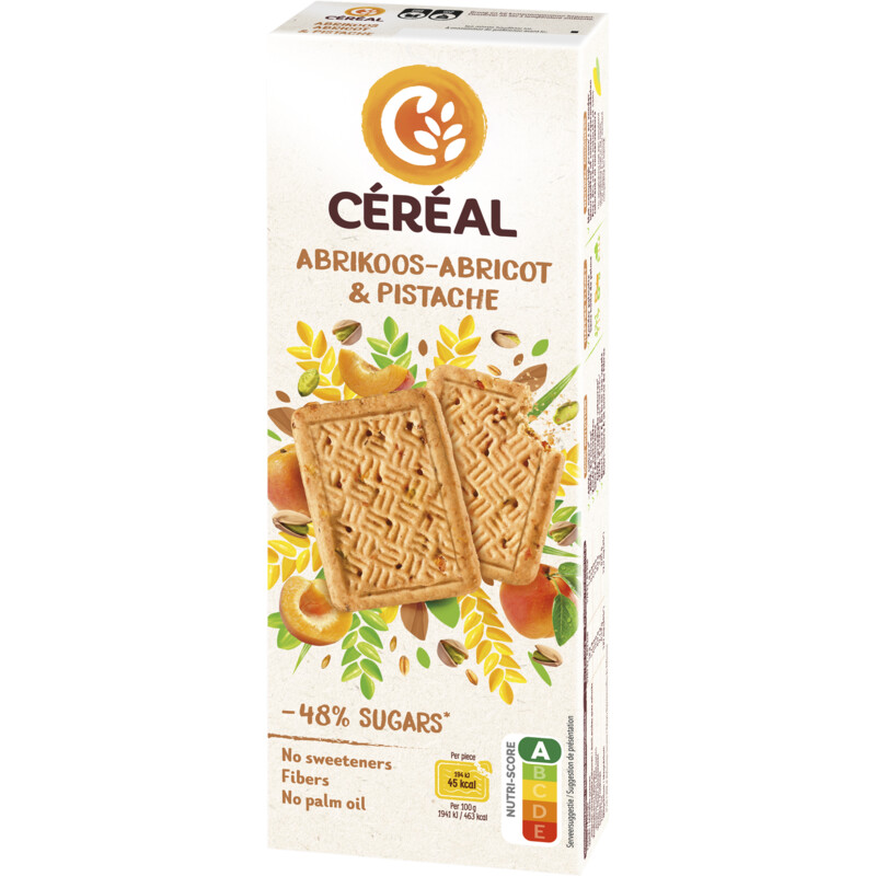 Een afbeelding van Céréal Abrikoos & pistache koek minder suikers