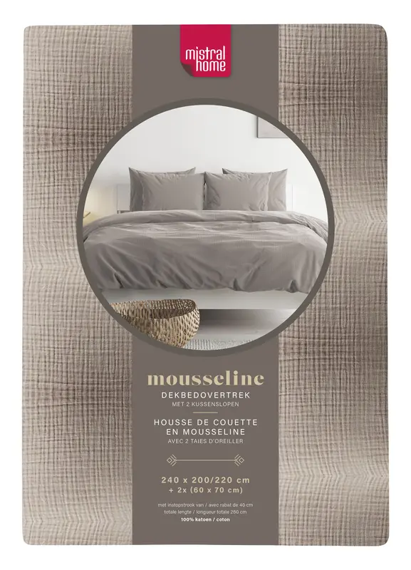 Mistral Home Dekbedovertrek mousseline bruin 2-pers