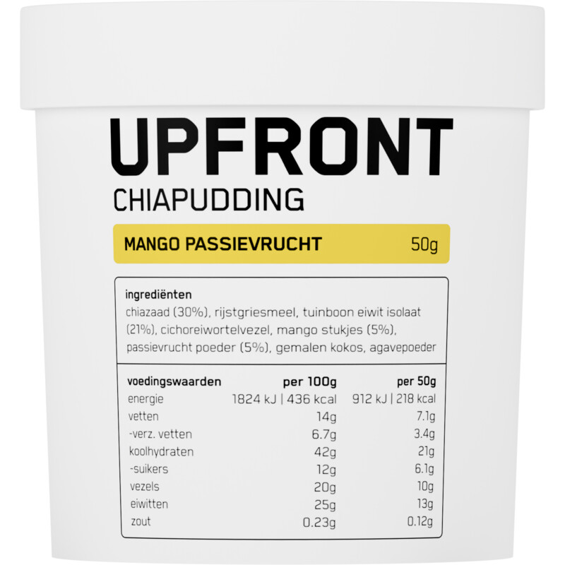Upfront Chiapudding mango passievrucht smaak