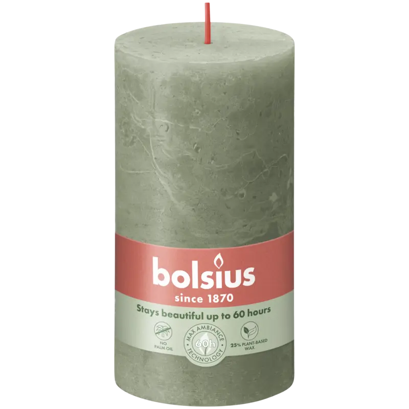Bolsius Rustieke kaars olijfgroen 13cm