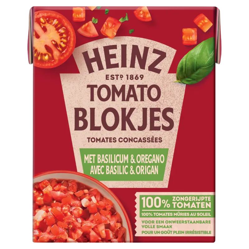 Tomatenblokjes met basilicum & oregano