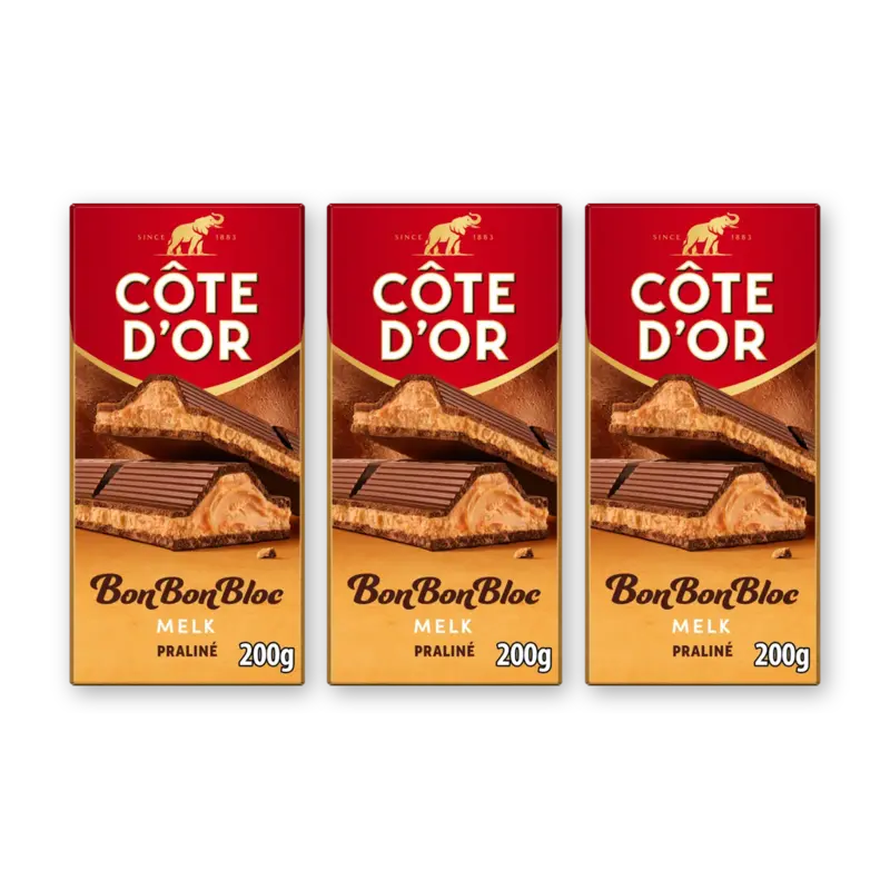 BonBonBloc praliné melk 3-pack