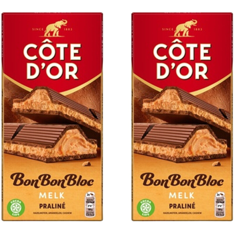 Een afbeelding van Côte d'Or BonBonBloc Melk 2-pack
