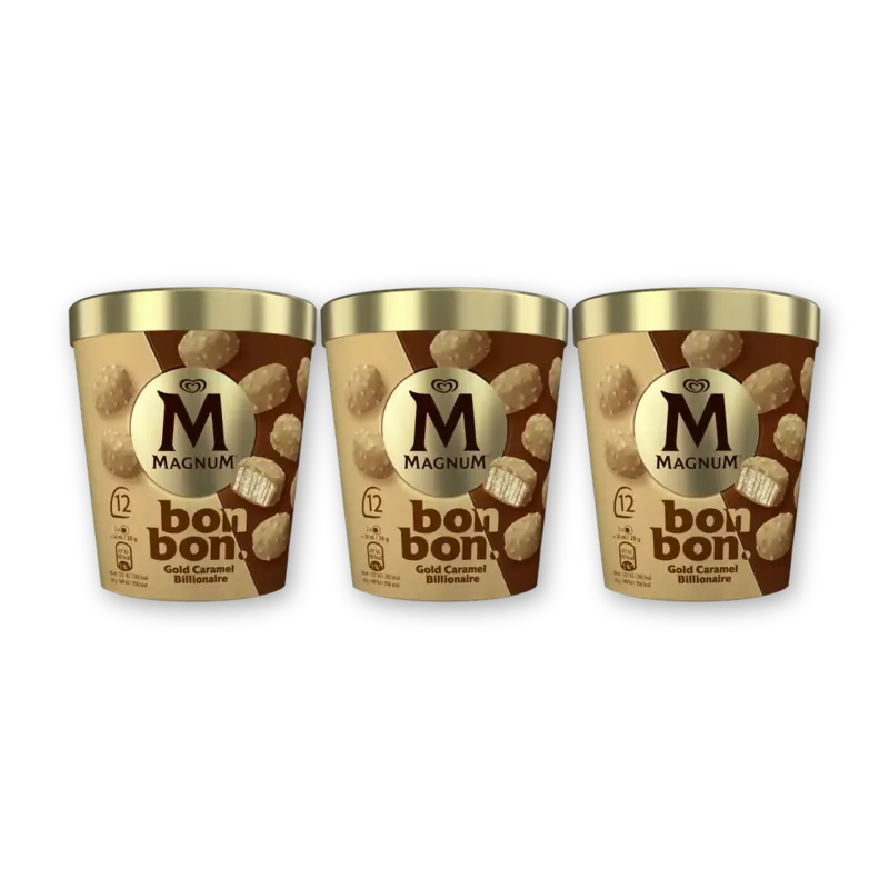 Magnum Bonbon gold caramel billionaire 3-pack