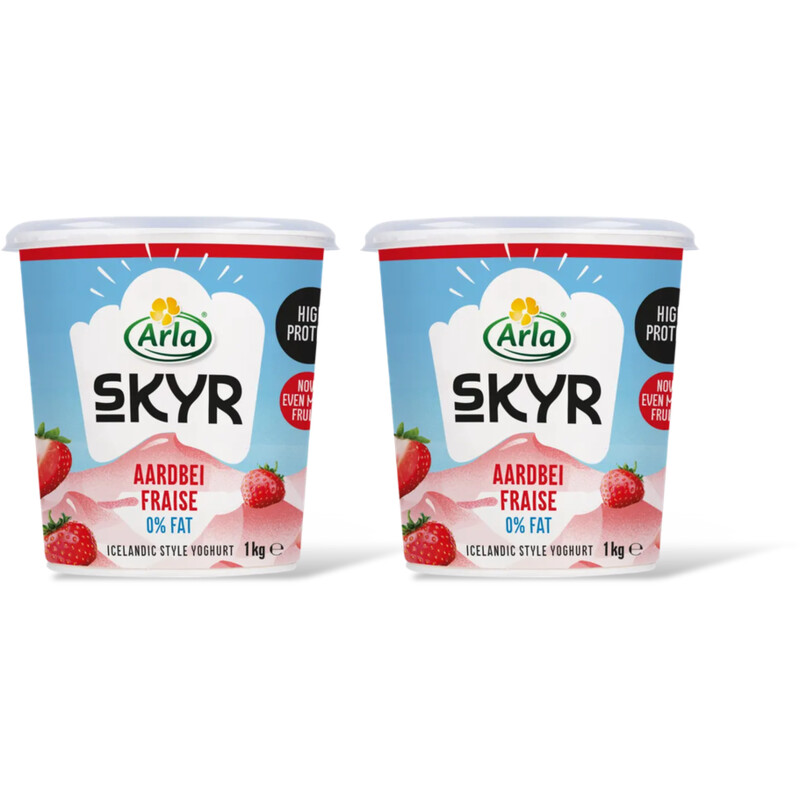 Arla Skyr aardbei yoghurt 0% fat XL 2-pack