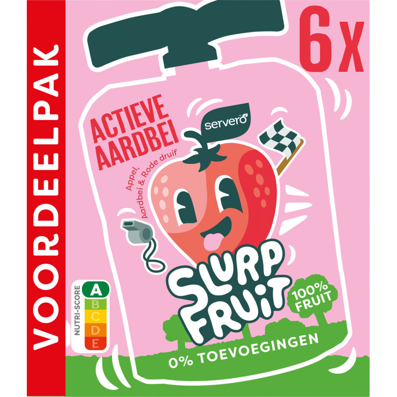 Een afbeelding van Servero Slurpfruit actieve aardbei voordeelpak