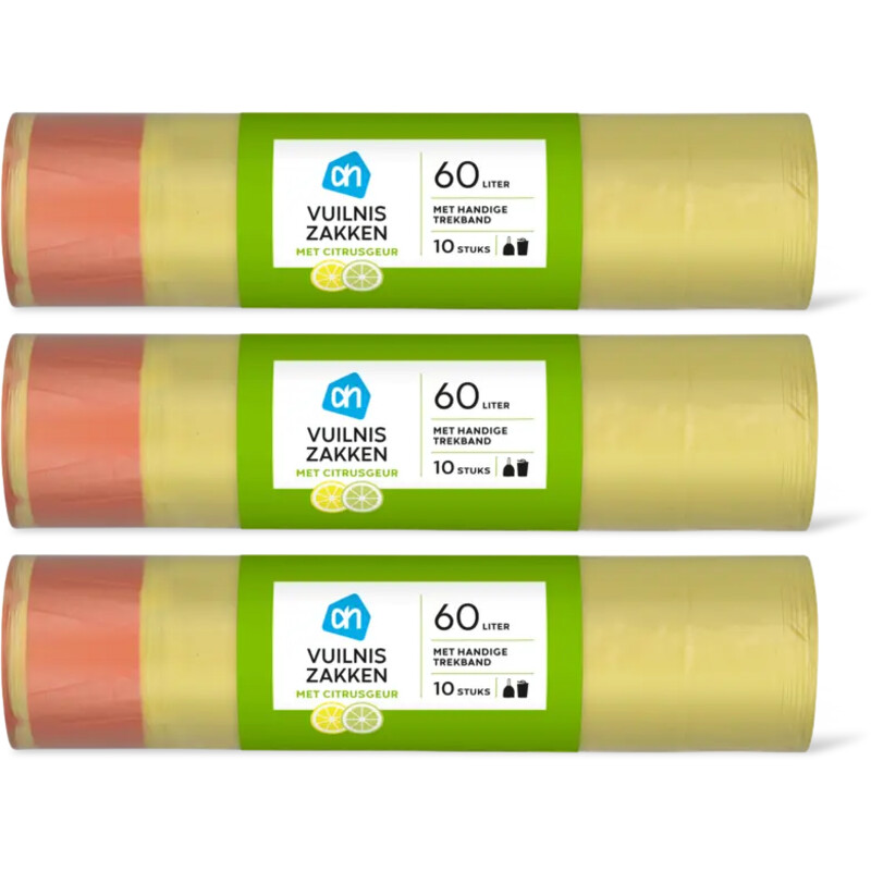 AH Vuilniszakken trekband 60L citrus 3-pack