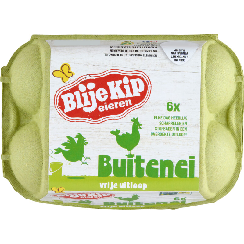 Blije Kip eieren Vrije uitloop buitenei