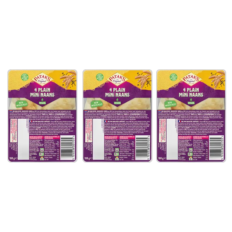 Patak's Mini naan plain 3-pack