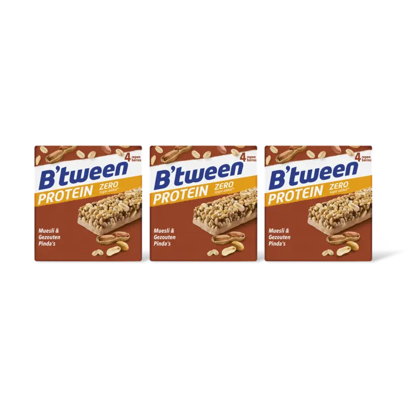 Hero B'tween protein zero muesli & pinda 3-pk