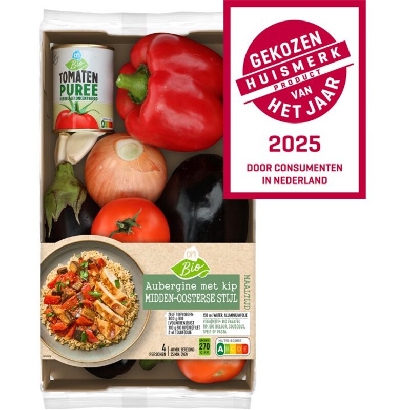 Een afbeelding van AH Biologisch Aubergine kip Midden-Oosterse verspakket