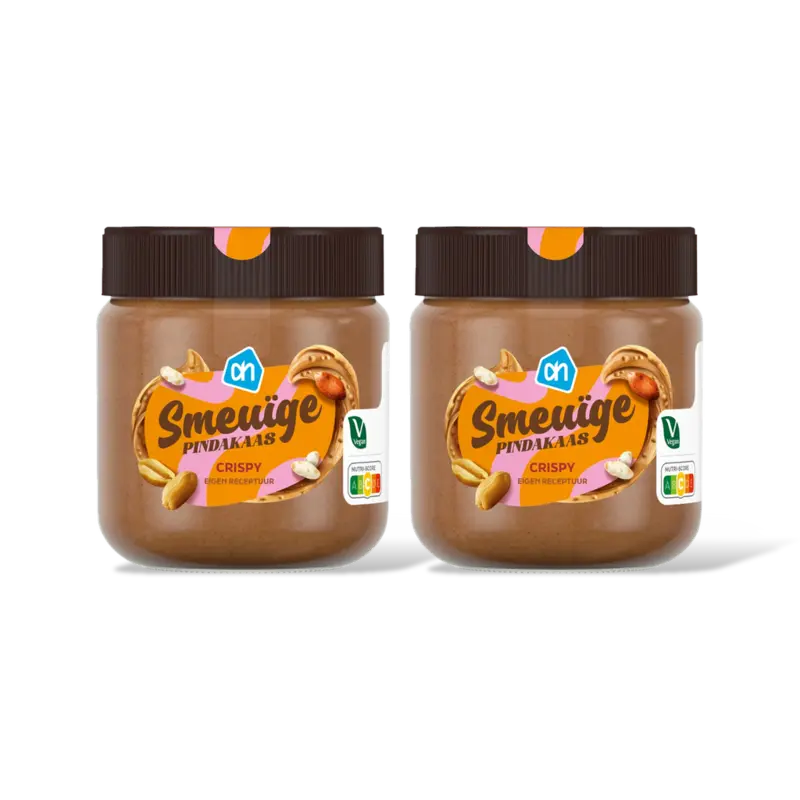 AH Smeuige pindakaas crispy 2-pack
