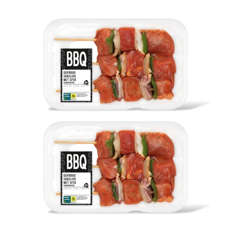 BBQ gekruide shaslick met spek 2-pack